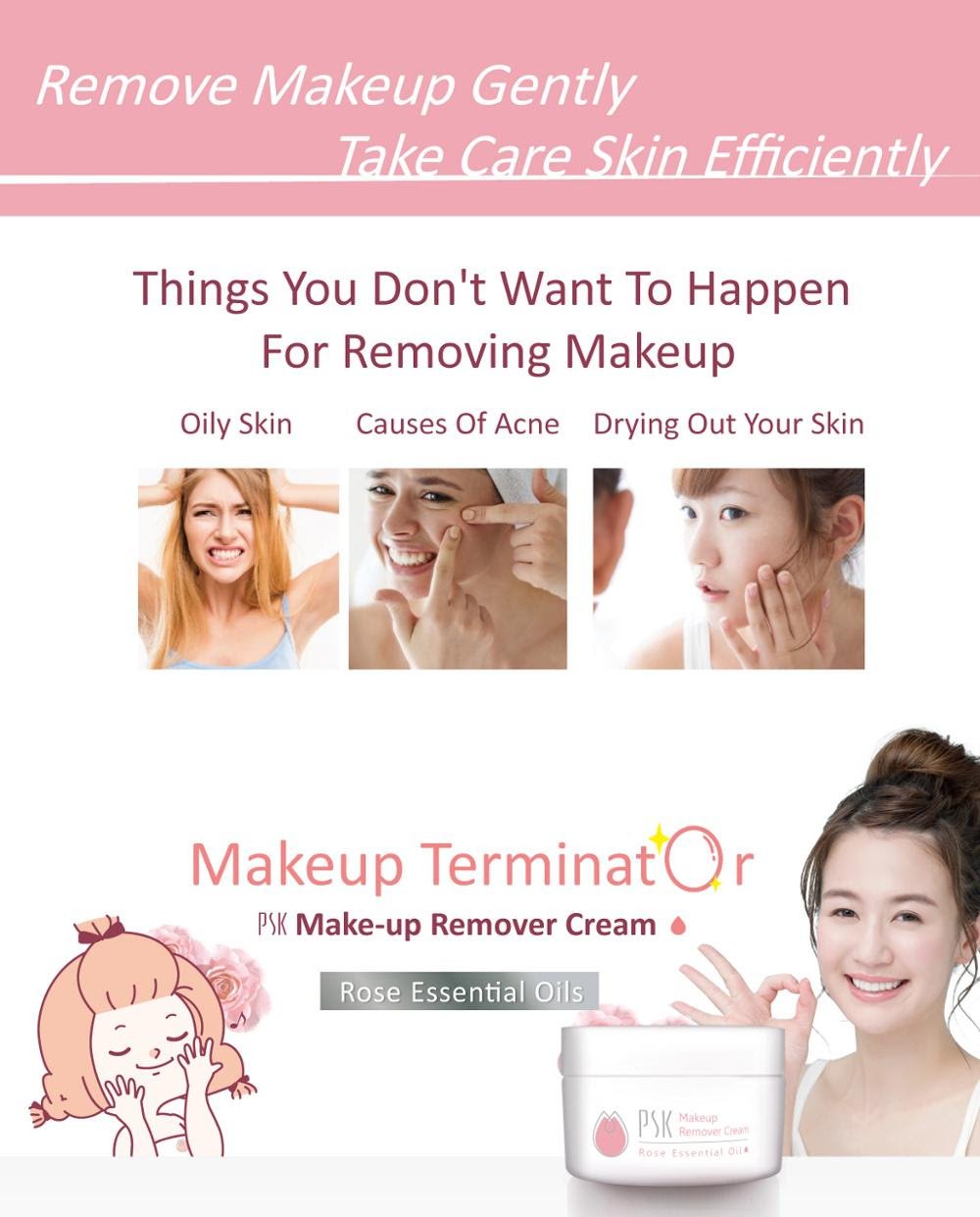PSK Make up Remover Cream 80g Rose Essential Oil Make Up Remover - Image 2