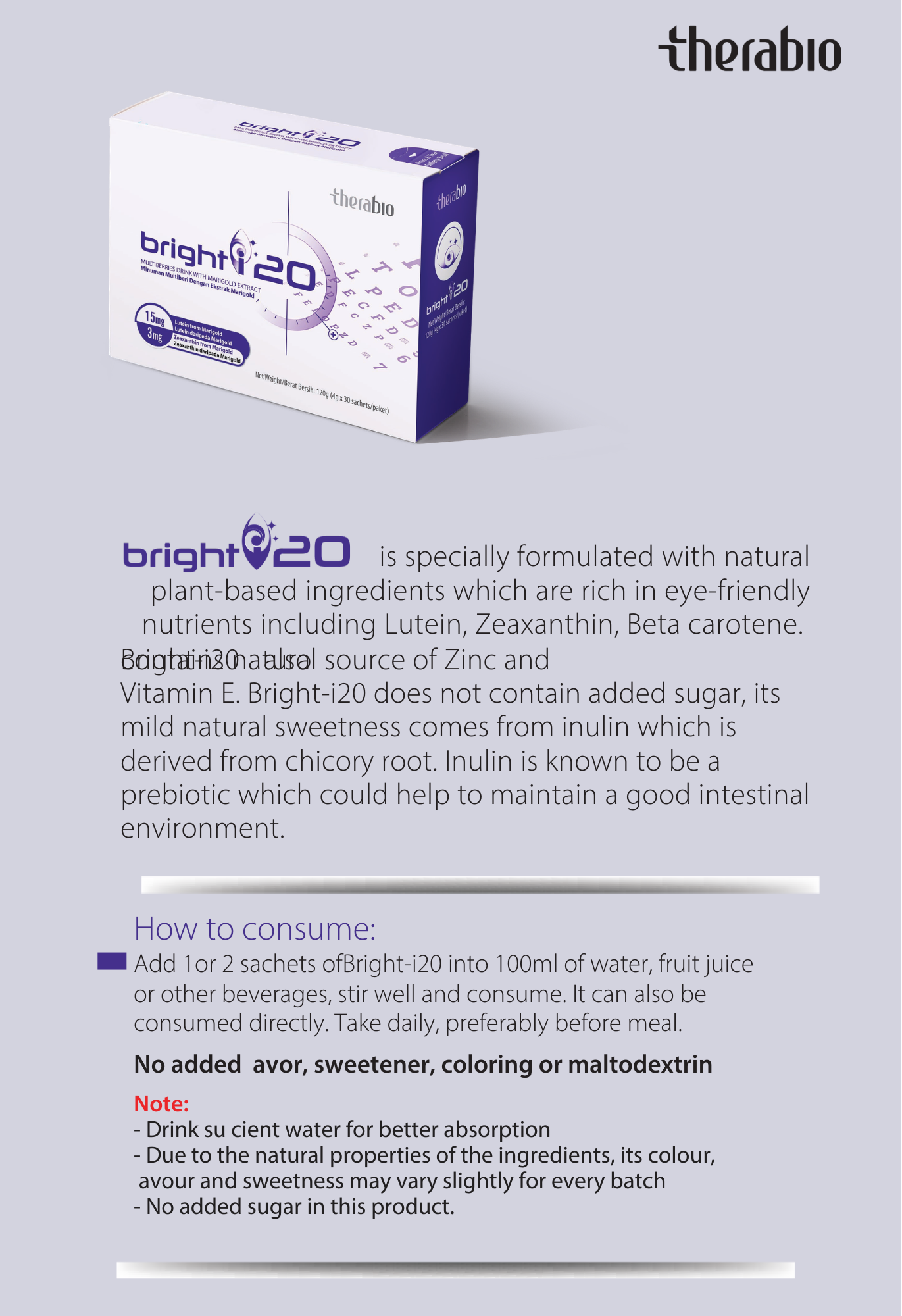 Therabio Bright i20 - Lutein Eye Supplement For Vision (Suplemen Mata Lutein) (30 Sachets/Box) - Image 9