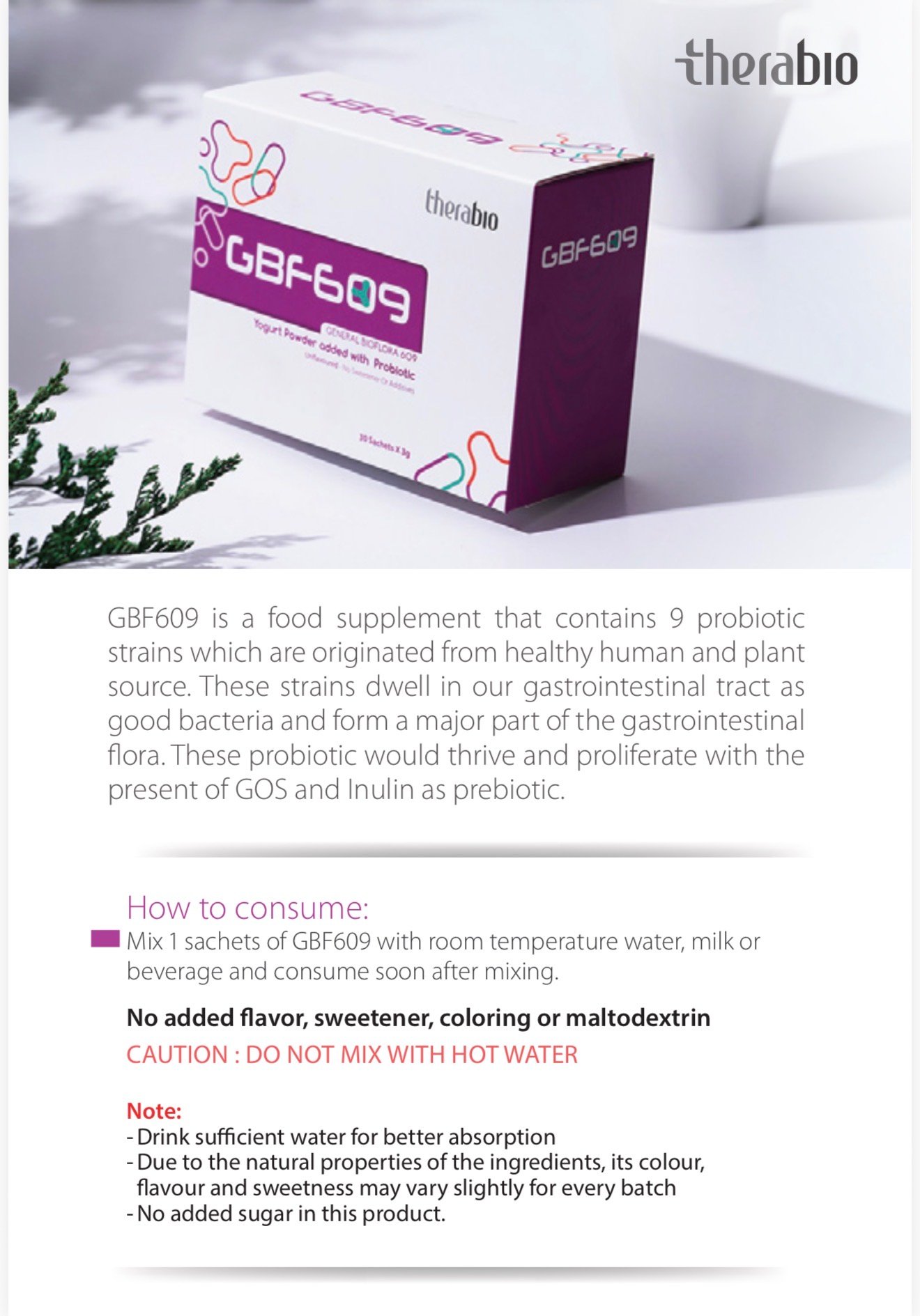 Therabio GBF609 - 60 Billion CFU Halal Probiotic Prebiotic Powder Supplement (30 Sachet/Box) - Image 8