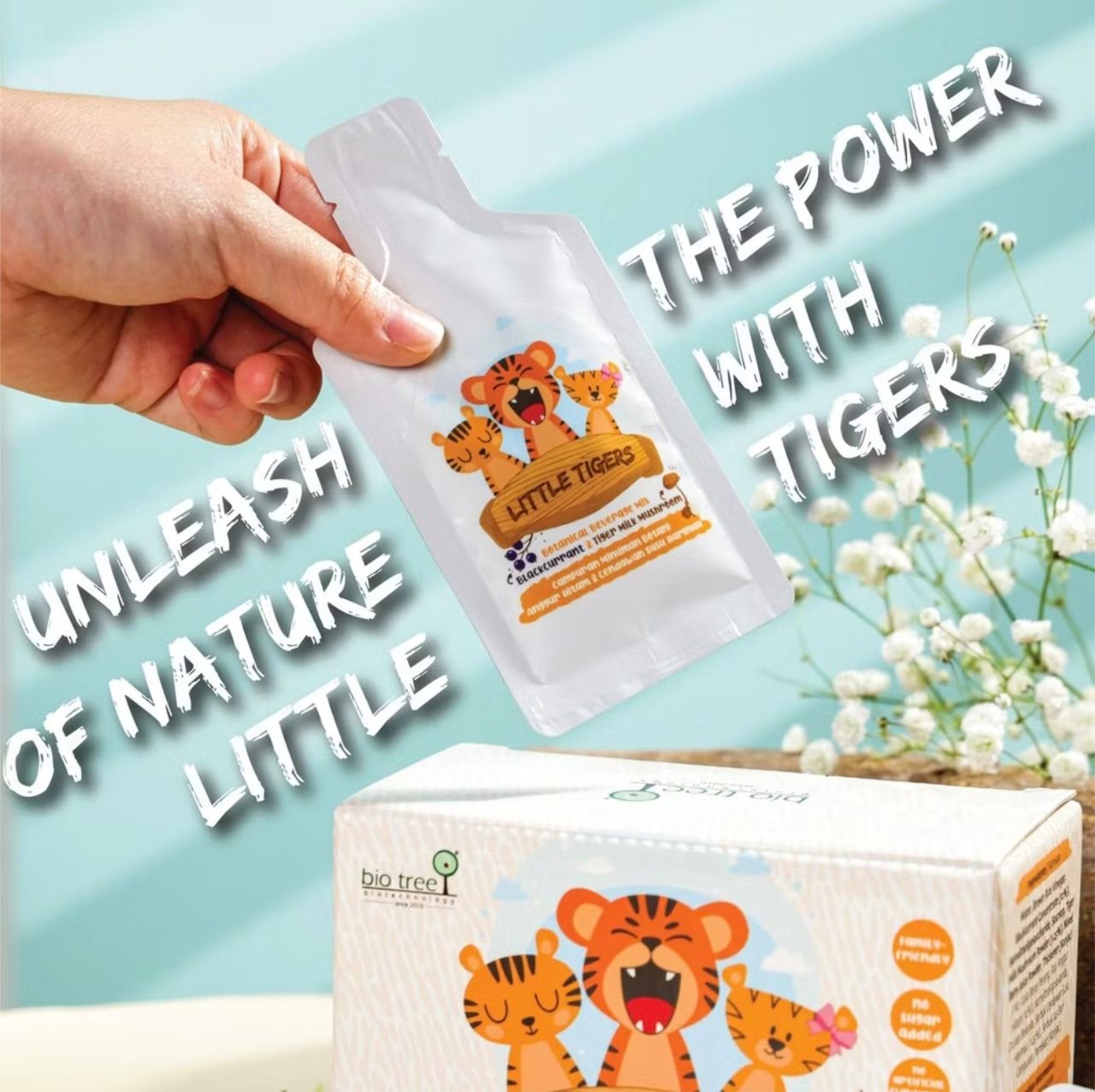 Bio Tree Little Tigers Botanical Beverage Mix Blackcurrant & Tiger Milk Mushroom (15's x 20g) - Image 2