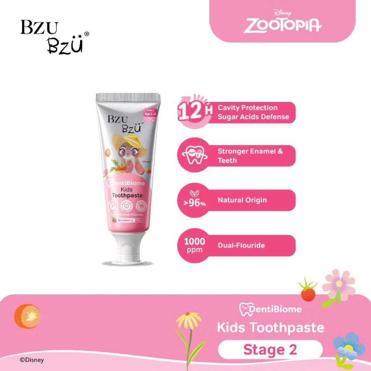 BZU BZU Kids DentiBiome Toothpaste Strawberry Stage 2 50g - Image 6
